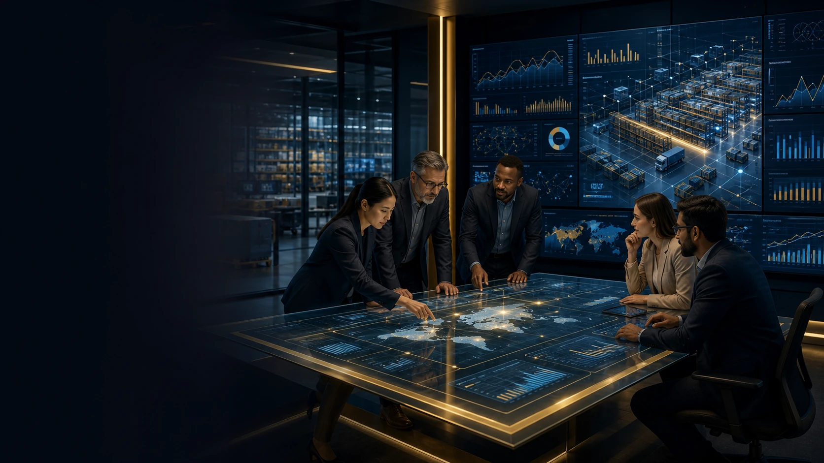 Enterprise operations team connecting finance, sales, inventory, people and live analytics through ERP3.1